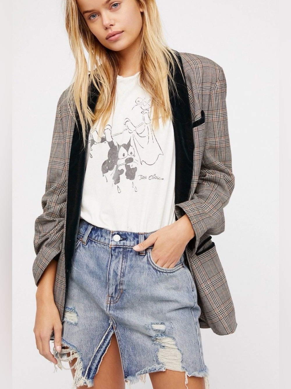 We The Free, Free People Relaxed & Destroyed Denim Skirt